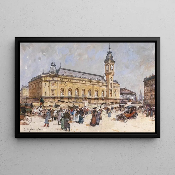 Gare de Lyon - Eugène Galien-Laloue — framed artwork on a wall