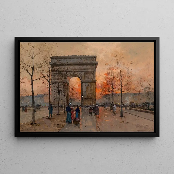 L'Arc de Triomphe Place de l'Étoile - Eugène Galien-Laloue — framed artwork on a wall