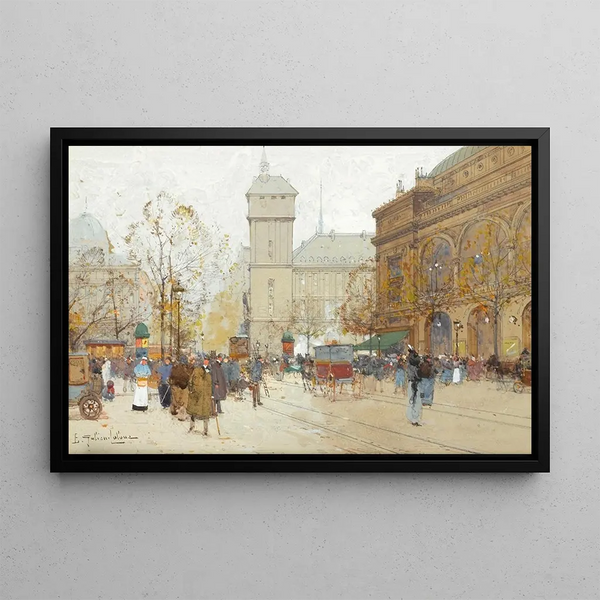 La Place du Châtelet - Eugène Galien-Laloue — framed artwork on a wall