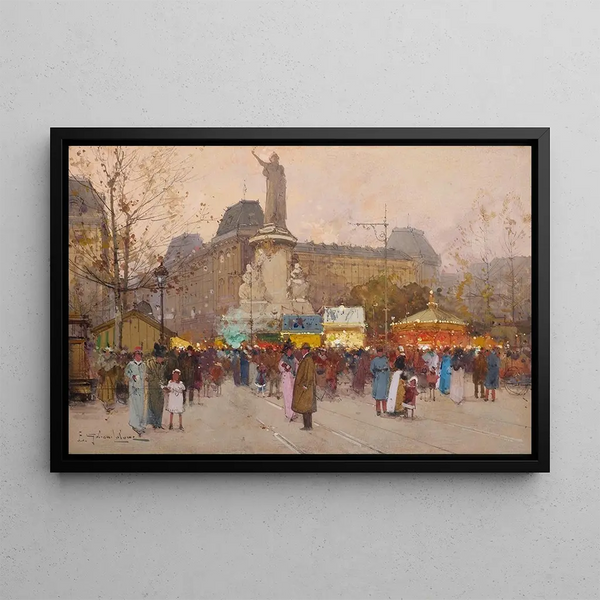 La Place de la République, Paris - Eugène Galien-Laloue — framed artwork on a wall