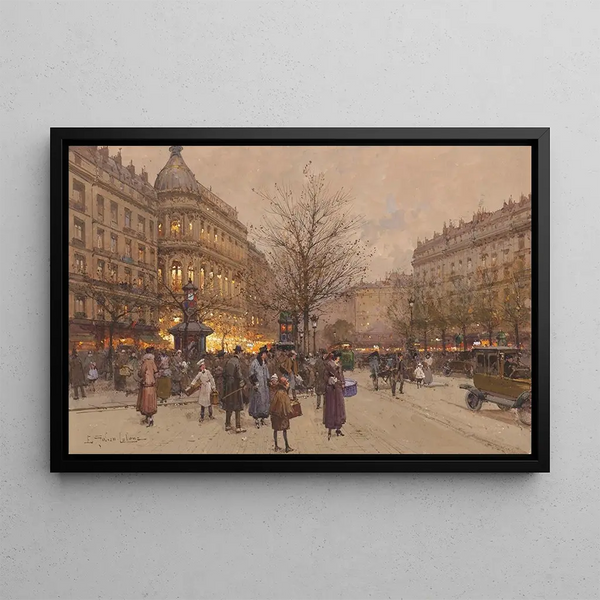 The Boulevard towards the Bridge - Eugène Galien-Laloue — framed artwork on a wall