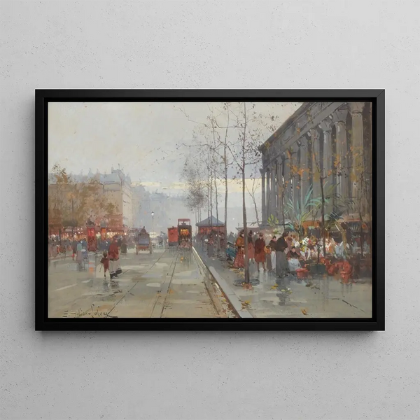 The Flower Market of Madeleine - Eugène Galien-Laloue — framed artwork on a wall