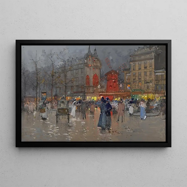 The Moulin Rouge, Paris - Eugène Galien-Laloue — framed artwork on a wall