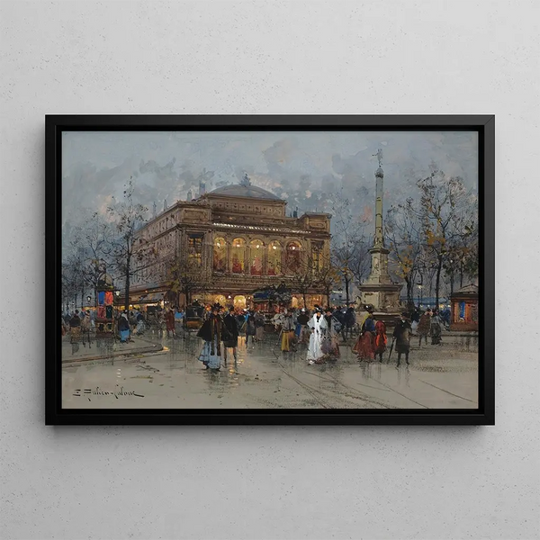 Le Théâtre du Châtelet, Paris - Eugène Galien-Laloue — framed artwork on a wall