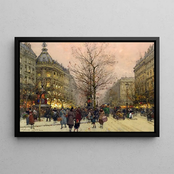 Les Grands Boulevards, Paris - Eugène Galien-Laloue — framed artwork on a wall