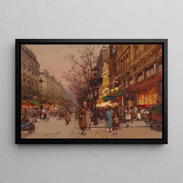 Les Grands Boulevards près du théâtre des Variétés - Eugène Galien-Laloue — framed artwork on a wall