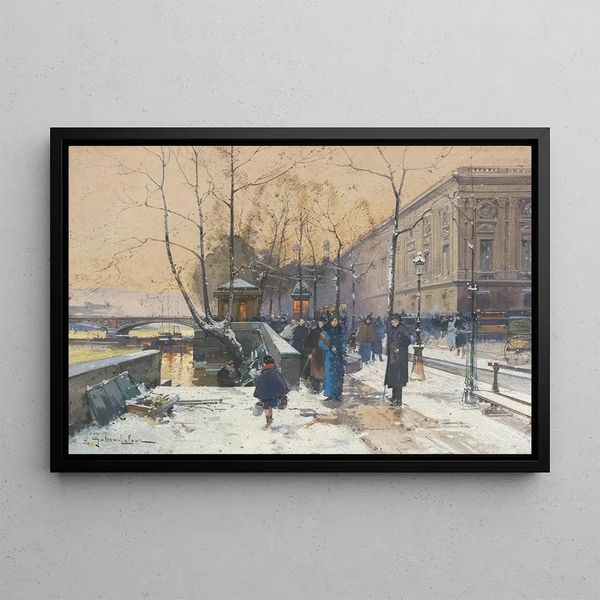 Les bords de la Seine près de Châtelet - Eugène Galien-Laloue — framed artwork on a wall