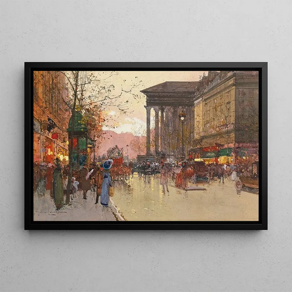 Paris, le boulevard de la Madeleine le soir - Eugène Galien-Laloue — framed artwork on a wall
