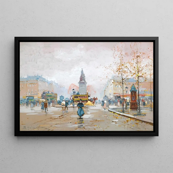 Place Clichy - Eugène Galien-Laloue — framed artwork on a wall
