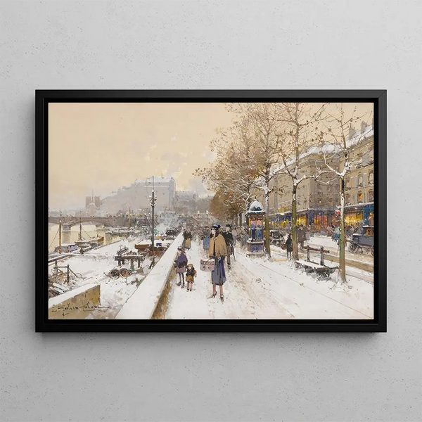 Quai des Célestins - Eugène Galien-Laloue — framed artwork on a wall