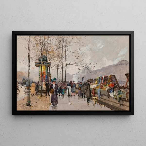 Quai Voltaire - Eugène Galien-Laloue — framed artwork on a wall