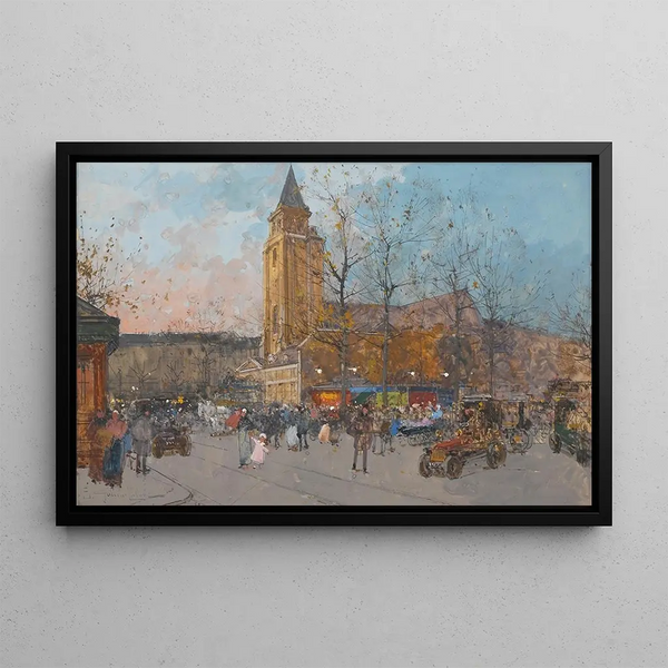 Saint-Germain-des-Prés, Paris - Eugène Galien-Laloue — framed artwork on a wall