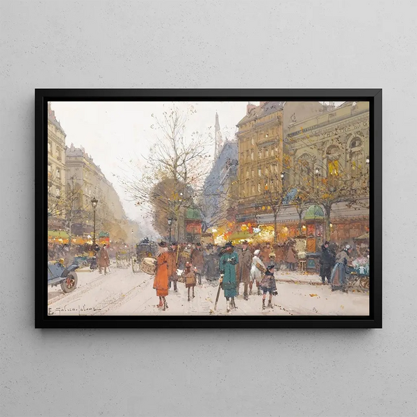 Théâtre du Gymnase, boulevard de Bonne-Nouvelle - Eugène Galien-Laloue — framed artwork on a wall