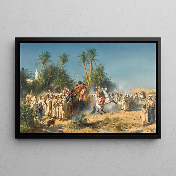 Celebration in Biskra - Eugène Girardet — framed artwork on a wall