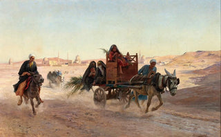 Eugne Girardet - En charrette dans la plaine des tombeaux des Califes Le Caire.webp