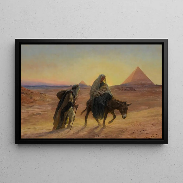 Flight into Egypt - Eugène Girardet — framed artwork on a wall
