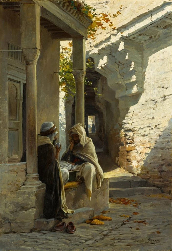 The Checkers Game - Eugène Girardet — framed artwork on a wall