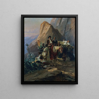 Souvenir of the trip from Paris to Cádiz made in 1846 by Alexandre Dumas and his friends - Eugène Giraud — framed artwork on a wall