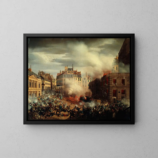Fire at the water tower in Place du Palais-Royal on February 24, 1848 - Eugène Henri Adolphe Hagnauer — framed artwork on a wall