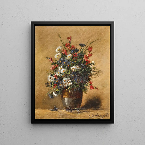 A bouquet of wildflowers - Eugène Henri Cauchois — framed artwork on a wall