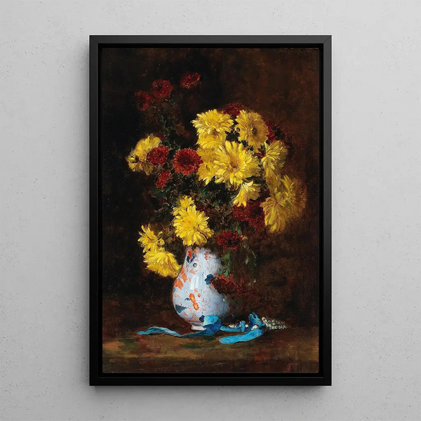 Bouquet d'asters dans un vase - Eugène Henri Cauchois — framed artwork on a wall