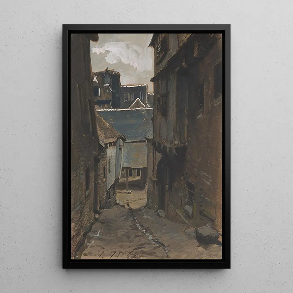 A street in Morlaix - Eugène Isabey — framed artwork on a wall