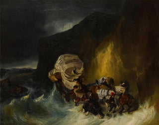 Caravane prise dans une tempête au bord de la mer - Eugène Isabey — artwork view