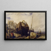 Fishing Boats Painting - Eugène Isabey — framed artwork on a wall