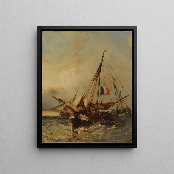 Marina Painting - Eugène Isabey — framed artwork on a wall