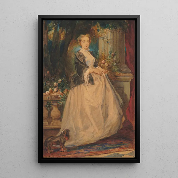 Portrait of Madame Thomas née Camille Boucher - Eugène Isabey — framed artwork on a wall