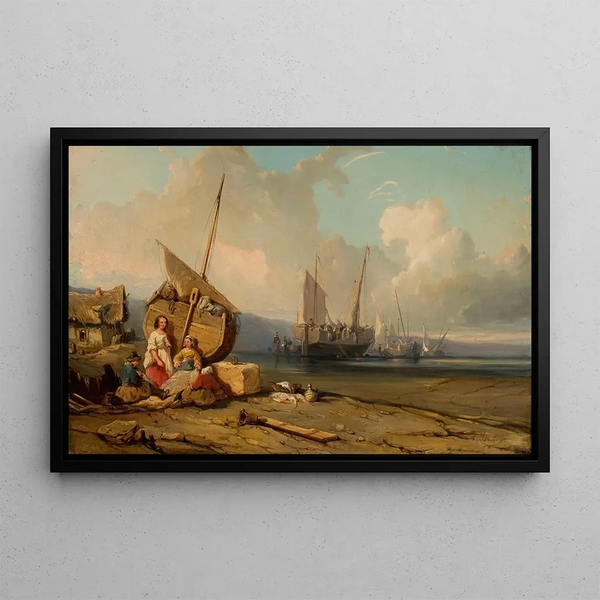 At the edge of the sea - Eugène Isabey — framed artwork on a wall