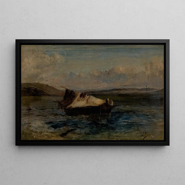 Petit bateau - Eugène Isabey — framed artwork on a wall