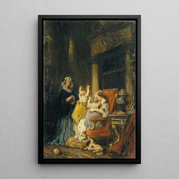 The Young Mother - Eugène Isabey — framed artwork on a wall