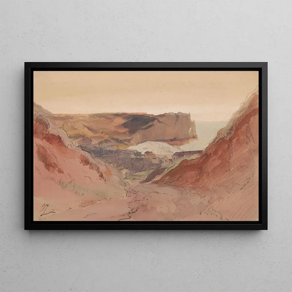 Vue d'Étretat - Eugène Isabey — framed artwork on a wall