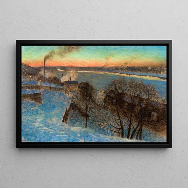 Evening in February, Riddarfjärden, Stockholm - Eugène Jansson — framed artwork on a wall
