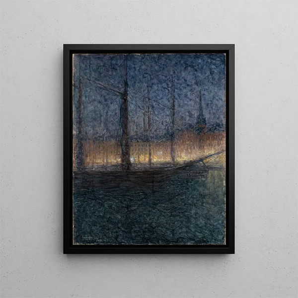 Soirée à Kornhamnstorg Stockholm - Eugène Jansson — framed artwork on a wall