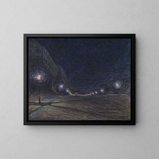 Hornsgatan la nuit - Eugène Jansson — framed artwork on a wall