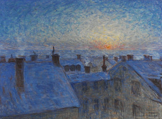 Sunrise over the rooftops, Stockholm motif - Eugène Jansson — artwork view