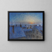 Sunrise over the rooftops, Stockholm motif - Eugène Jansson — framed artwork on a wall