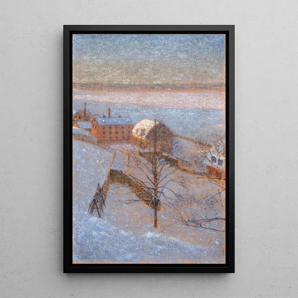 Winter Scene Painting in Stockholm - Eugène Jansson — framed artwork on a wall