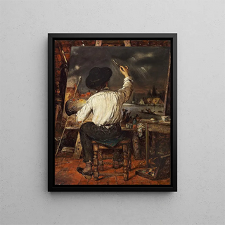 A painter at the easel - Eugène Joors — framed artwork on a wall