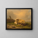 a sheep and a lamb resting - Eugène Joseph Verboeckhoven — framed artwork on a wall
