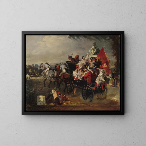 Carnival scene at Place de la Concorde - Eugène Lami — framed artwork on a wall