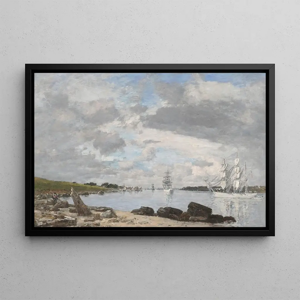 La Baie à l'embouchure de la rivière Elorn Landerneau - Eugène Louis Boudin — framed artwork on a wall