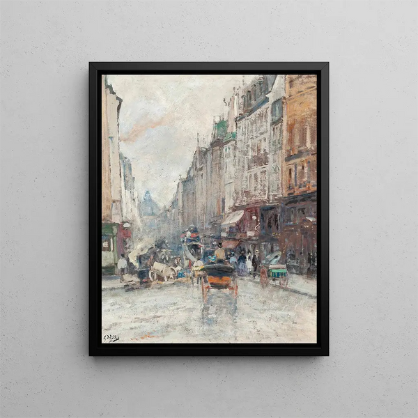Rue de Seine towards the Grand Palais Paris - Eugène Louis Gillot — framed artwork on a wall