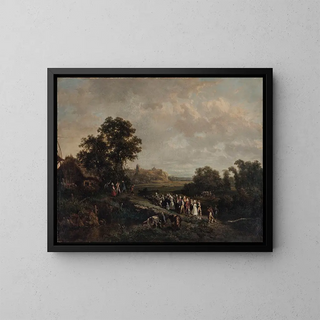A wedding procession - Eugène Louis Vasselin — framed artwork on a wall