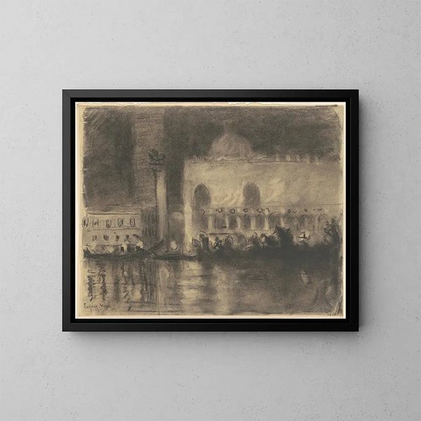 Souvenir de Venise, le Palais des Doges et la Piazzetta - Eugène Vail — framed artwork on a wall