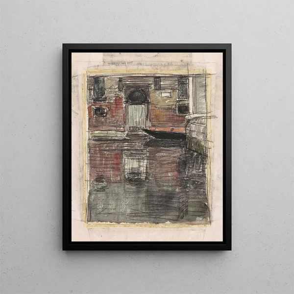 Reflections on the Venetian Canal - Eugène Vail — framed artwork on a wall