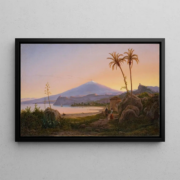 L'Etna at dusk - Eugène von Guérard — framed artwork on a wall