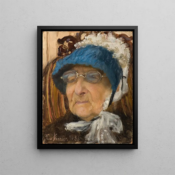 Old grandmother - Eva Bonnier — framed artwork on a wall